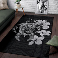 Hibiscus Plumeria Mix Polynesian Turtle Area Rug AH - Polynesian Pride