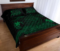 Hawaii Turtle Map Hibiscus Quilt Bed Set - Green - Polynesian Pride