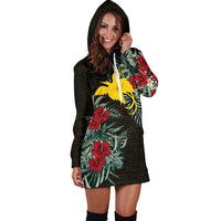Papua New Guinea Hoodie Dress - Papua New Guinea Flag Hibiscus - Polynesian Pride