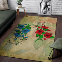 Hibibus Blue And Red Area Rug AH - Polynesian Pride