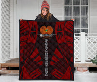Papua New Guinea Premium Quilt - Papua New Guinea Coat Of Arsms Polynesian Red Tattoo - Polynesian Pride