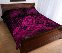Hawaii Turtle Map Hibiscus Polynesian Pink Quilt Bed Set - Polynesian Pride