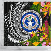 Northern Mariana Islands Shower Curtains - Seal Spiral Polynesian Patterns - Polynesian Pride