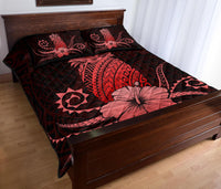 Hawaii Polynesian Pineapple Hibiscus Quilt Bed Set - Zela Style Red - Polynesian Pride