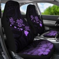 Hawaii Hibiscus Map Polynesian Ancient Violet Turtle Car Set Covers - Polynesian Pride