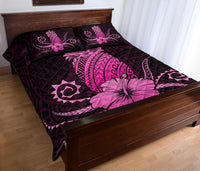Hawaii Polynesian Pineapple Hibiscus Quilt Bed Set - Zela Style Pink - Polynesian Pride