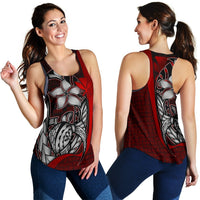 Polynesian Hawaii Women Racerback Tank Red - Turtle with Hook RED - Polynesian Pride