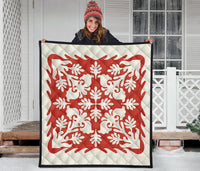 Hawaiian Tropical Pattern Premium Quilt - Red - Argu Style - AH - Polynesian Pride