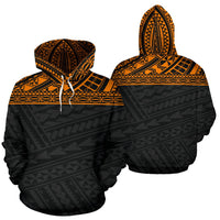 Poly All Over Hoodie Polynesian Orange Black Version Unisex Black - Polynesian Pride
