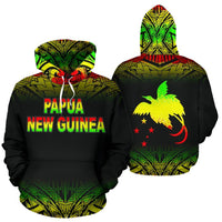 Papua New Guinea Polynesian ll Over Hoodie Reggae Fog Unisex Black - Polynesian Pride