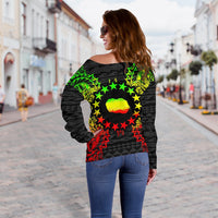 Cook Islands Polynesian Shoulder Sweater Map Reggae - Polynesian Pride
