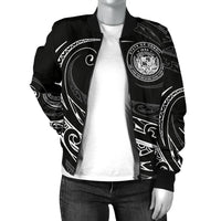 Hawaii Coat Of Arms Polynesian Women's Bomber Jacket - White - Frida Style - Polynesian Pride