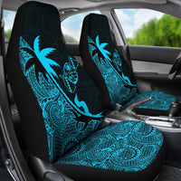 Guam Car Seat Covers - Guam Coat Of Arms Coconut Tree Blue - K4 - Polynesian Pride