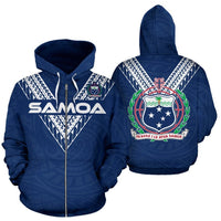 Samoa Polynesian All Over Zip up Hoodie Unisex White - Polynesian Pride