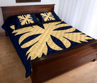 Hawaiian Royal Pattern Quilt Bed Set - Indigo - C3 Style - Polynesian Pride