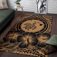 Hawaii Map Honu Hibiscus Polynesian Area Rug AH - Polynesian Pride