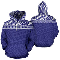 Poly All Over Hoodie Polynesian Blue Version Unisex White - Polynesian Pride