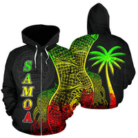American Samoa Polynesian Zip up Hoodie Coconut Tree Reggae Unisex Reggae - Polynesian Pride