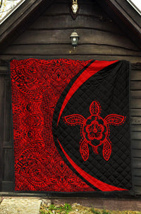 Hawaii Turtle Polynesian Red Premium Quilt - Circle Style - Polynesian Pride