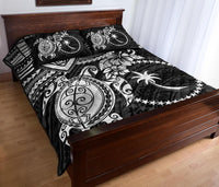Chuuk Polynesian Quilt Bed Set - Chuuk Flag & White Turtle Black Version - Polynesian Pride