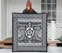 Hawaii Polyensian Turtle Premium Quilt White - Polynesian Pride