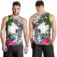 Nauru Men's Tank Top White - Turtle Plumeria Banana Leaf - Polynesian Pride