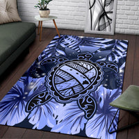 Hawaii Turtle Hibiscus Blue Rug - Hac Style - AH - Polynesian Pride