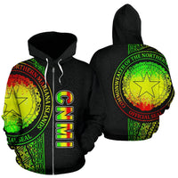 Northern Mariana Islands Polynesian All Over Zip up Hoodie Reggae Line Unisex Reggae - Polynesian Pride