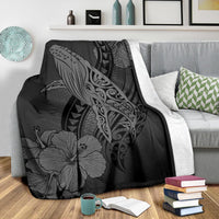 Hawaii Whale Swim Poly Gray Premium Blanket - Polynesian Pride