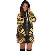 Society Islands Hoodie Dress - Polynesian Tattoo Gold - Polynesian Pride