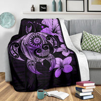 Hibiscus Plumeria Mix Polynesian Pink Turtle Premium Blanket - Polynesian Pride