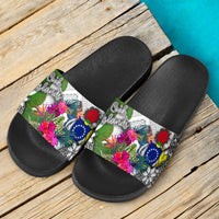 Cook Islands Slide Sandals - Turtle Plumeria Banana Leaf - Polynesian Pride