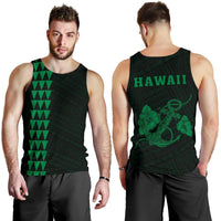 Hawaii Kakau Polynesian Anchor Men's Tank Top - Green Green - Polynesian Pride