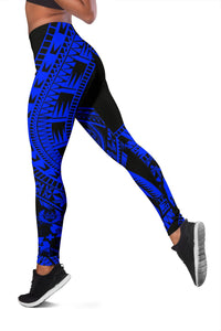 Tonga Women Leggings Polynesian Pattern Blue - Polynesian Pride