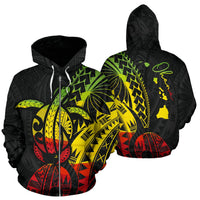 Hawaiian Ohana Reggae Turtle Zip Hoodie Unisex Black - Polynesian Pride
