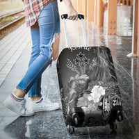 Kosrae Luggage Covers - Humpback Whale with Tropical Flowers (White) - Polynesian Pride