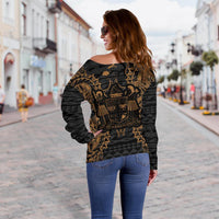 Fiji Polynesian Shoulder Sweater Map Gold - Polynesian Pride