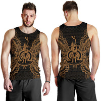 Vanuatu Polynesian Men Tank Top Map Gold - Polynesian Pride