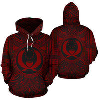 Pohnpei ll Over Hoodie Pohnpei Coat of rms Polynesian Red Black - Polynesian Pride
