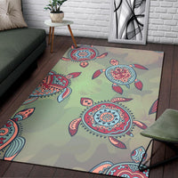 Turtle Colorful Hibiscus Backgorund Area Rug AH - Polynesian Pride