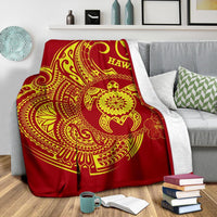 Hawaii Polynesian Premium Blanket - Vintage Polynesian Turtle (Red) - Polynesian Pride