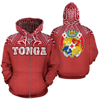 Tonga All Over Zip up Hoodie Polynesian Hoodie Style Unisex White - Polynesian Pride