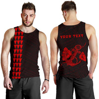 Hawaii Kakau Polynesian Anchor Personalized Men's Tank Top - Red Red - Polynesian Pride