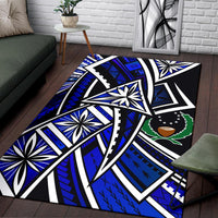 Pohnpei Area Rug - Tribal Flower Special Pattern Blue Color Blue - Polynesian Pride