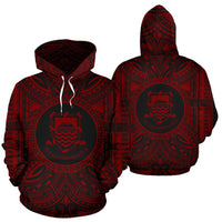 Tuvalu ll Over Hoodie Tuvalu Coat of rms Polynesian Red Black - Polynesian Pride