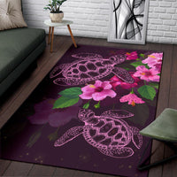 Hawaii Turtle Hibiscus Pink Simple Rug - Polynesian Pride