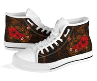 Polynesian Hawaii High Top Shoes - Humpback Whale with Hibiscus (Golden) - Polynesian Pride