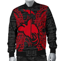 Papua New Guinea Polynesian Men's Bomber Jacket Map Red - Polynesian Pride