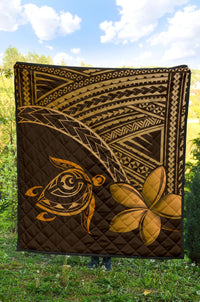 Hawaii Quilt - Hawaii Turtle Plumeria Quilt Brown - Polynesian Pride