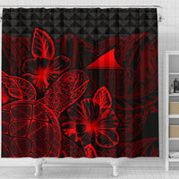 Tokelau Shower Curtain Turtle Hibiscus Red - Polynesian Pride